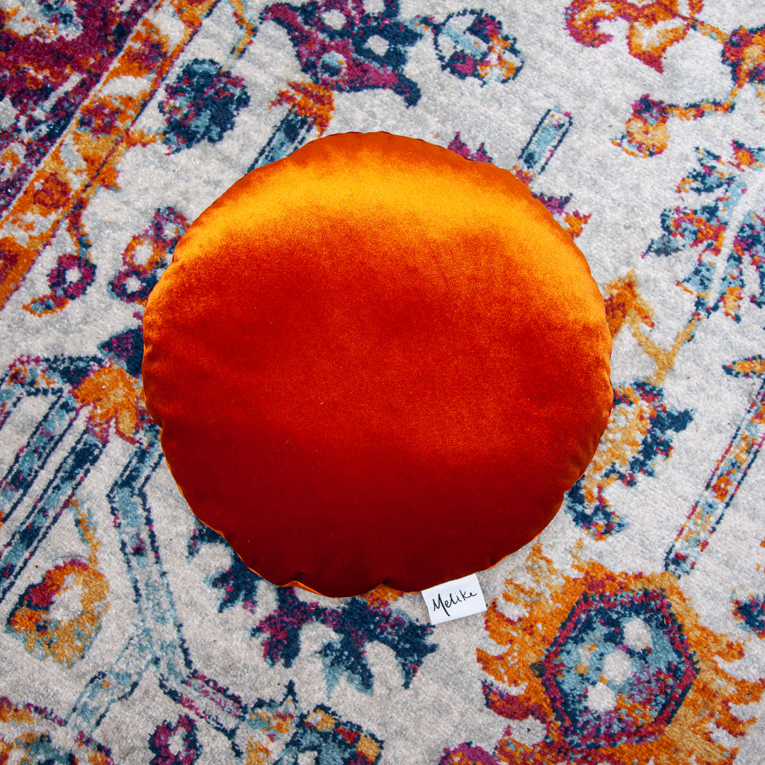 Velvet Meditation Cushion - Bright Copper Orange