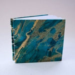Load image into Gallery viewer, Teal and Gold Marbled Journal
