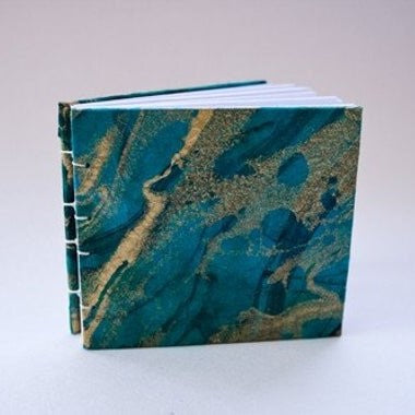 Teal and Gold Marbled Journal