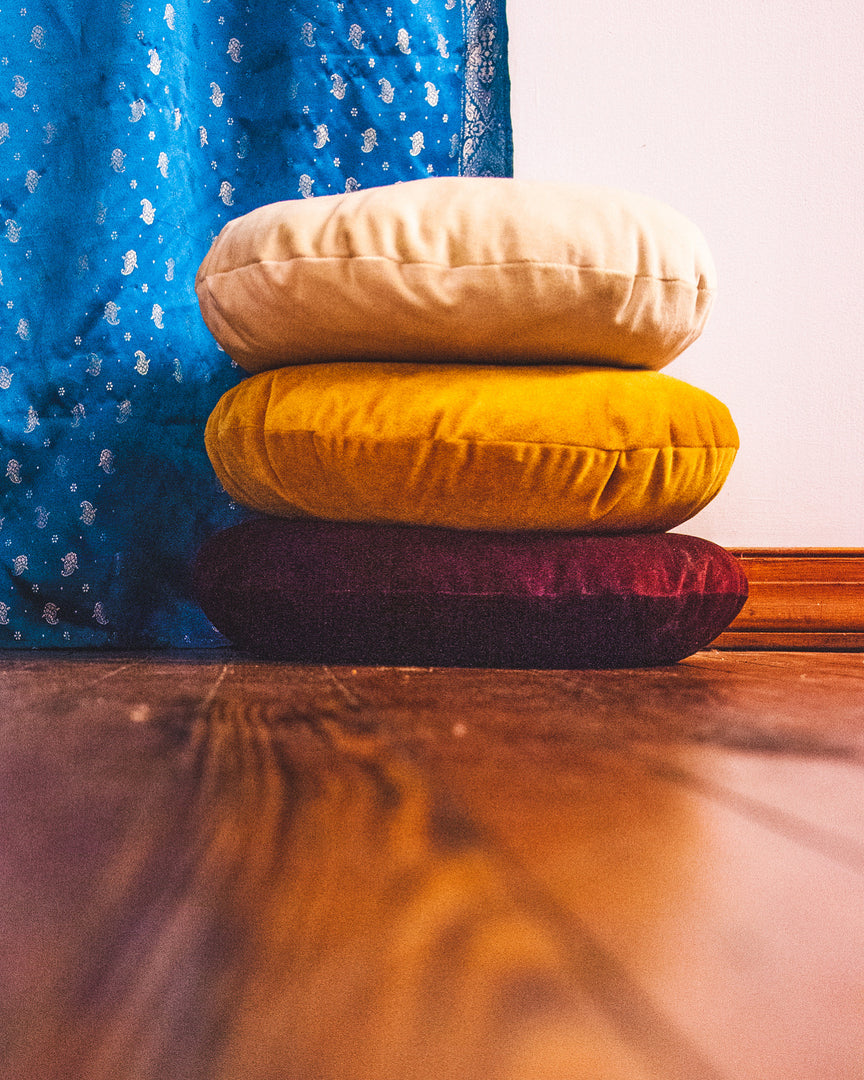 Velvet Meditation Pillow - Bright Copper Orange