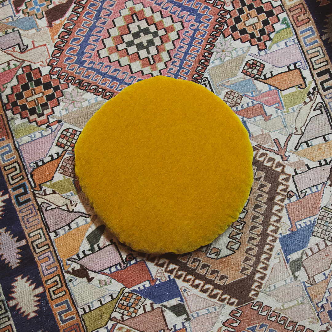 Velvet Meditation Cushion - Mustard Yellow
