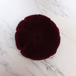 Load image into Gallery viewer, Round Tufted Velvet Throw Pillow, Deep Crimson