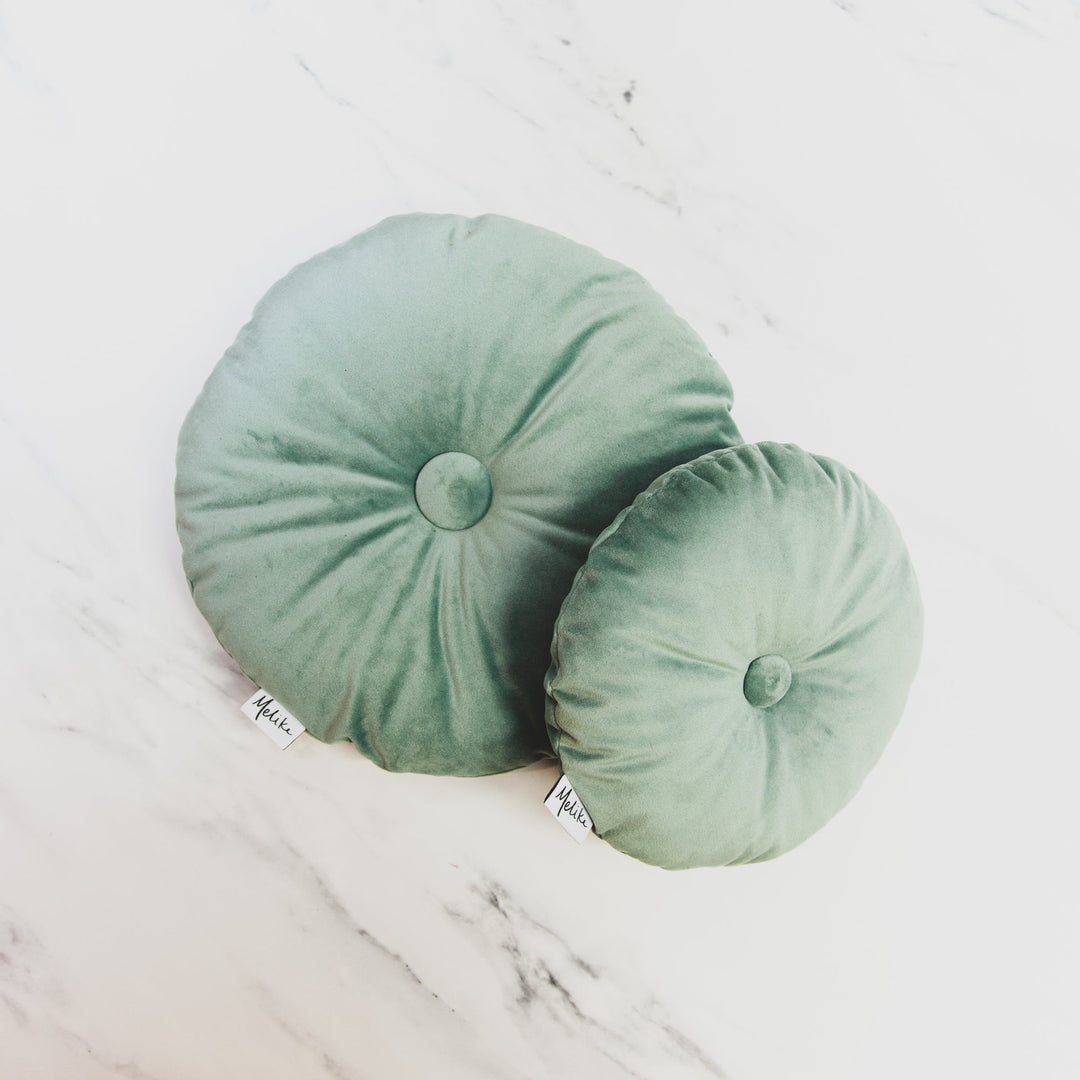 Tiny Tufted Velvet Throw Pillow, Sage Green