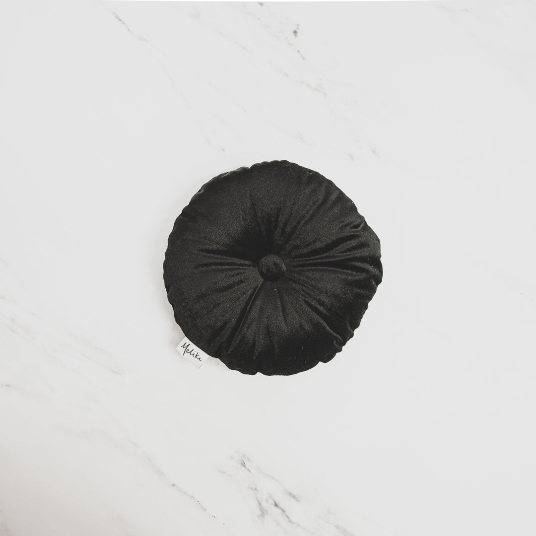 Tiny Tufted Velvet Throw Pillow, Black