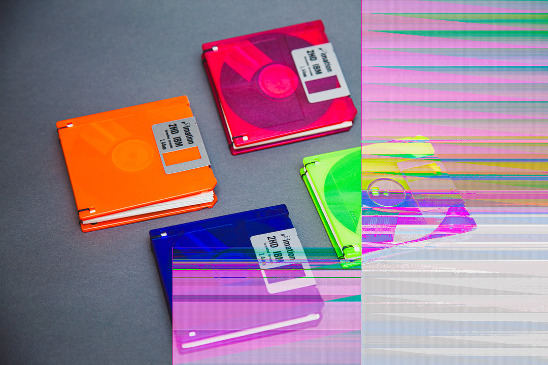 Retro Neon Floppy Disk Journals