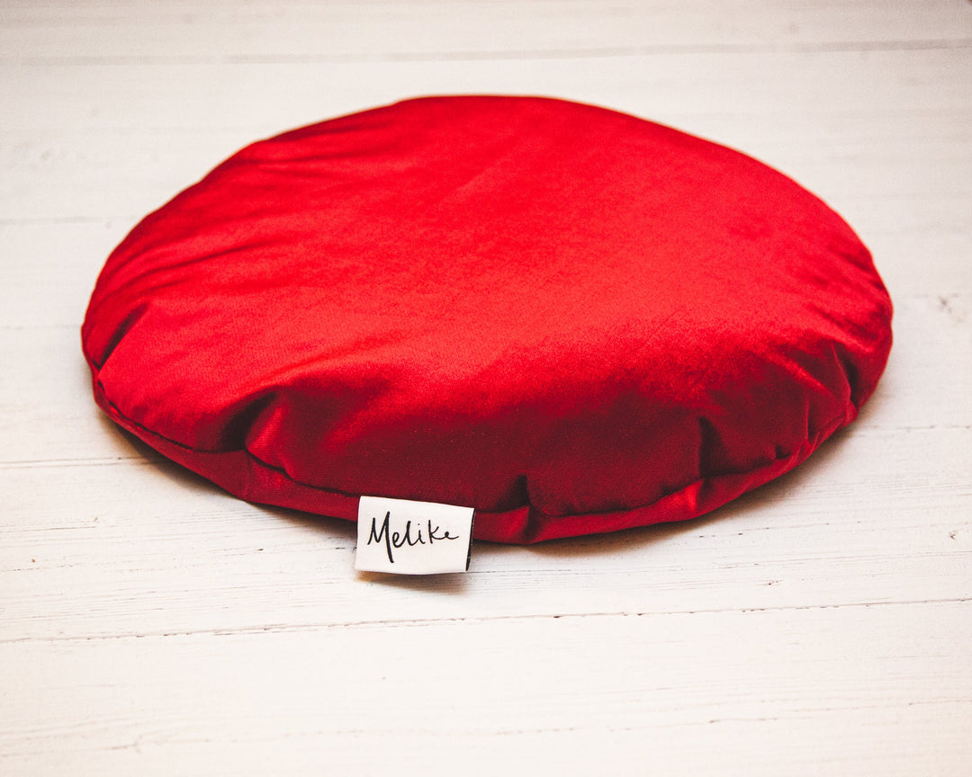 Velvet Meditation Pillow - Cranberry - Melike Carr