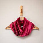 Load image into Gallery viewer, Sparkly Cranberry Velvet Infinity Scarf - Melike Carr
