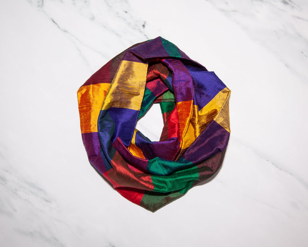Rainbow Color Block Infinity Scarf - Melike Carr