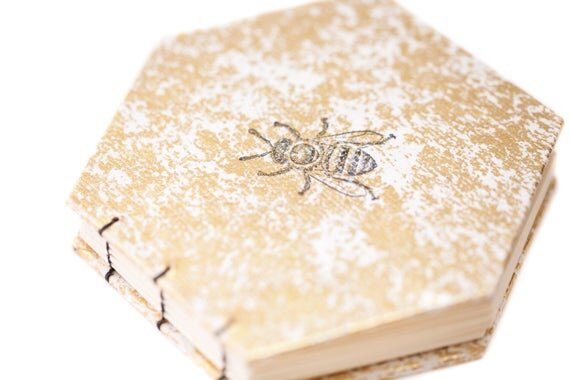 Distressed Gold Bee Book - Melike Carr